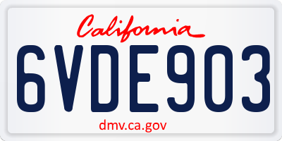CA license plate 6VDE903