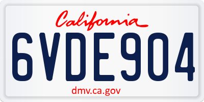 CA license plate 6VDE904