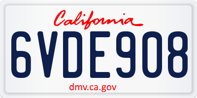 CA license plate 6VDE908