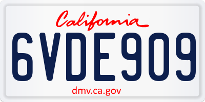 CA license plate 6VDE909