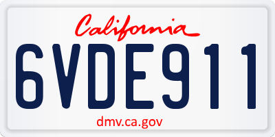 CA license plate 6VDE911