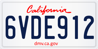 CA license plate 6VDE912