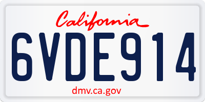 CA license plate 6VDE914