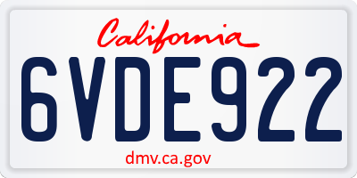 CA license plate 6VDE922