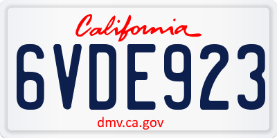 CA license plate 6VDE923