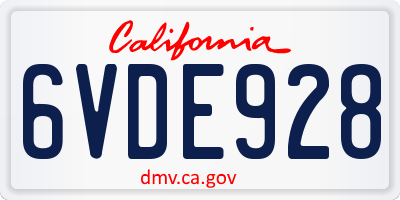 CA license plate 6VDE928