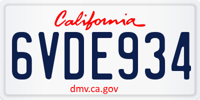 CA license plate 6VDE934