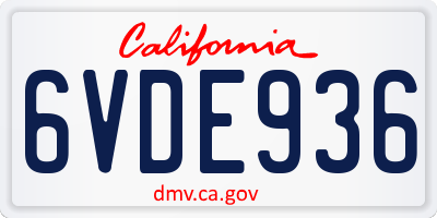 CA license plate 6VDE936