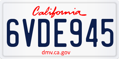CA license plate 6VDE945