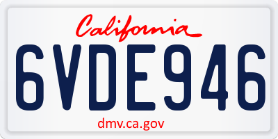 CA license plate 6VDE946
