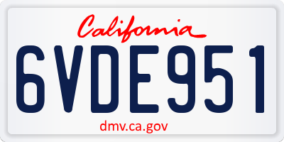 CA license plate 6VDE951