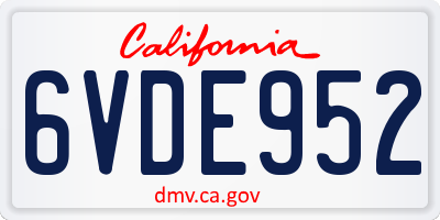 CA license plate 6VDE952