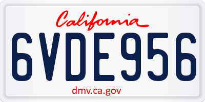 CA license plate 6VDE956
