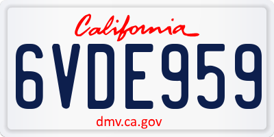 CA license plate 6VDE959
