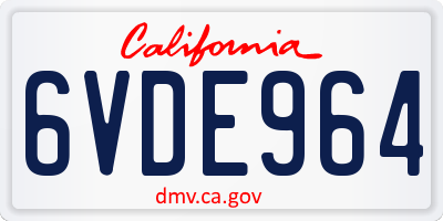CA license plate 6VDE964