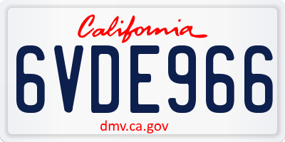 CA license plate 6VDE966