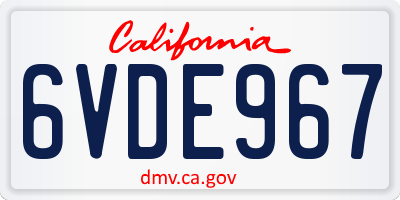 CA license plate 6VDE967