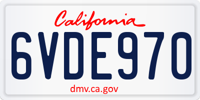 CA license plate 6VDE970