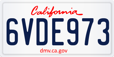 CA license plate 6VDE973