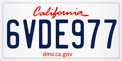 CA license plate 6VDE977