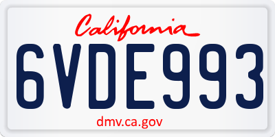 CA license plate 6VDE993
