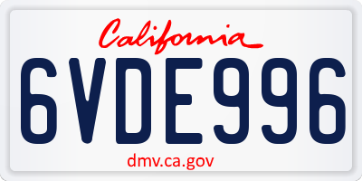 CA license plate 6VDE996