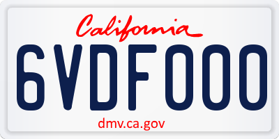 CA license plate 6VDF000