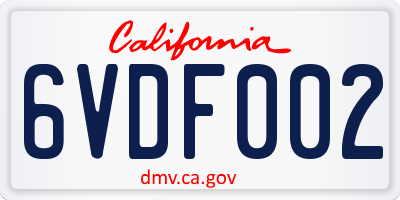 CA license plate 6VDF002
