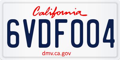 CA license plate 6VDF004