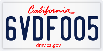 CA license plate 6VDF005