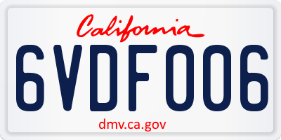 CA license plate 6VDF006