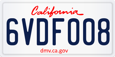 CA license plate 6VDF008