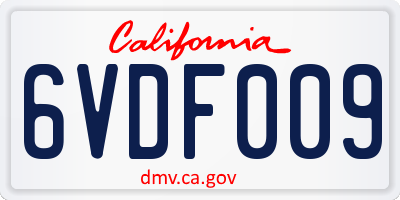 CA license plate 6VDF009