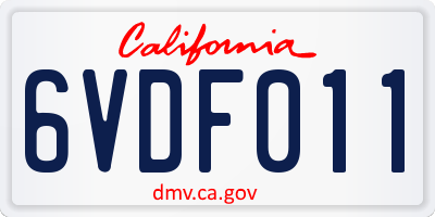 CA license plate 6VDF011