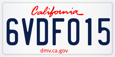CA license plate 6VDF015