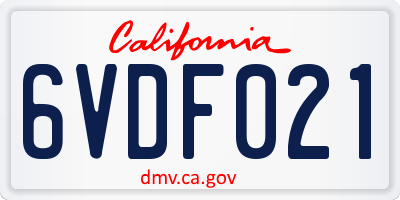 CA license plate 6VDF021
