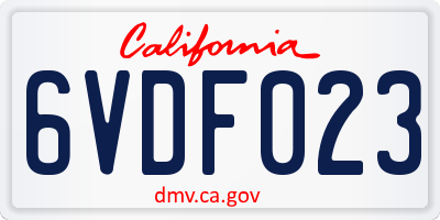 CA license plate 6VDF023