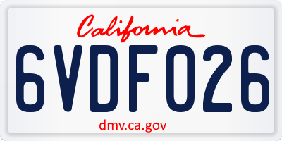 CA license plate 6VDF026