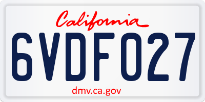 CA license plate 6VDF027