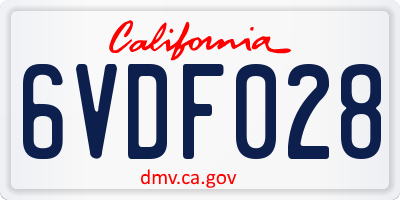 CA license plate 6VDF028