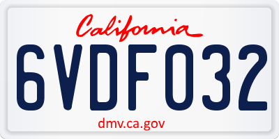 CA license plate 6VDF032
