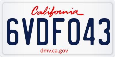 CA license plate 6VDF043