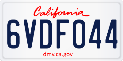 CA license plate 6VDF044