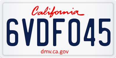 CA license plate 6VDF045