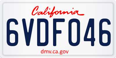 CA license plate 6VDF046