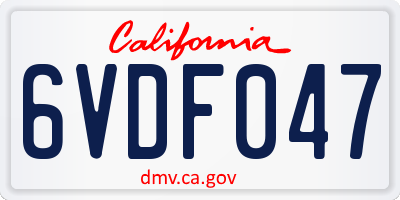 CA license plate 6VDF047