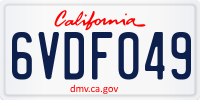 CA license plate 6VDF049