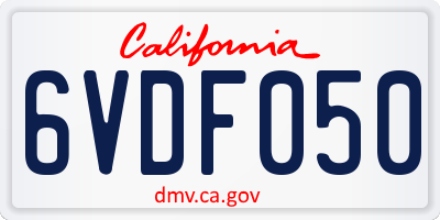 CA license plate 6VDF050