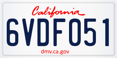 CA license plate 6VDF051