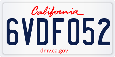 CA license plate 6VDF052